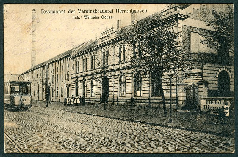 Historisches Bild der Herrenhäuser Brauerei (Wikimedia)